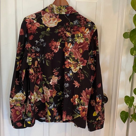 Guillaume Floral Button-Up Jacket Shacket Boho Cottagecore business casual black - Picture 7 of 14